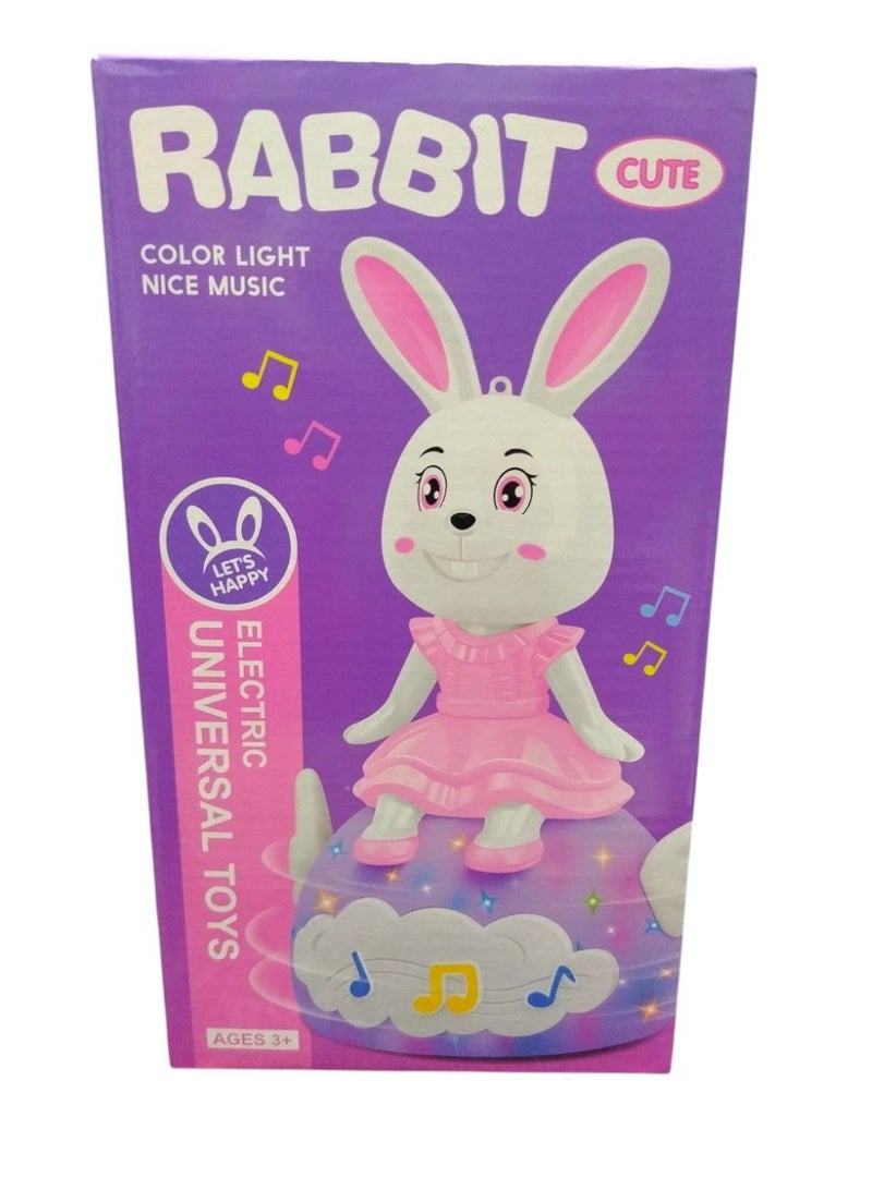 Ramadan Lantern Electric Dancing Rabbit Toy with Music and Color Lights, Universal Movement, Pink Dress, Ages 3+ - Image 2